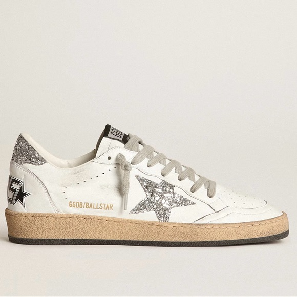 Golden Goose Women's Silver Glitter Ballstar EU 39 - Picture 1 of 8